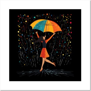 Cheerleader Rainy Day With Umbrella Posters and Art